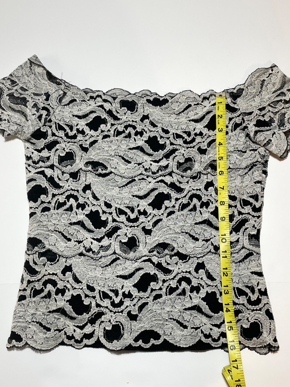 Vintage Cache Lace Black and White Top Made in USA - Picture 5 of 9